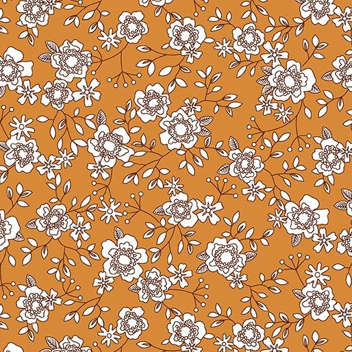 Benartex Fabrics Wander Lane II Winter Rose 13653 36 Pumpkin