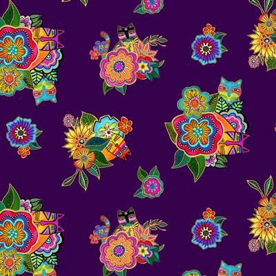 Clothworks Fantasticats Digital Y4341-28M Purple Metallic