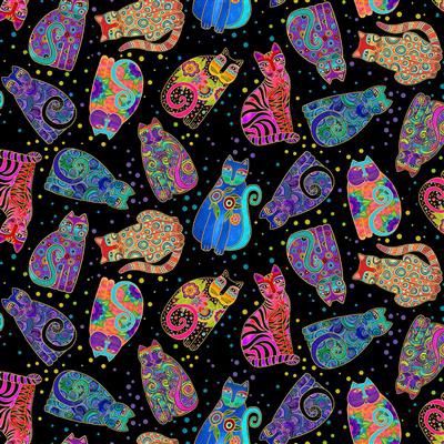 Clothworks Fantasticats Digital Y4343-3M Black Metallic