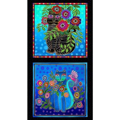 Clothworks Fantasticats Digital Panel Y4338-3M Blk Metallic