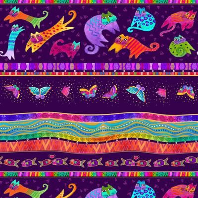 Clothworks Fantasticats Digital Y4340-28M  Purple Metallic