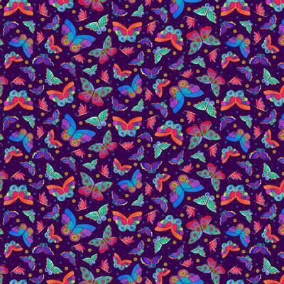 Clothworks Fantasticats Digital Y4344-28 Dk Purple