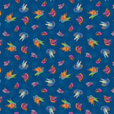 Clothworks Fantasticats Digital Y4346-90 Blue