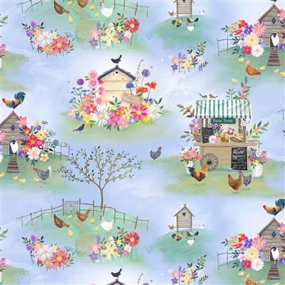 Clothworks Simple Life Digital Y4330-87 Light Denim