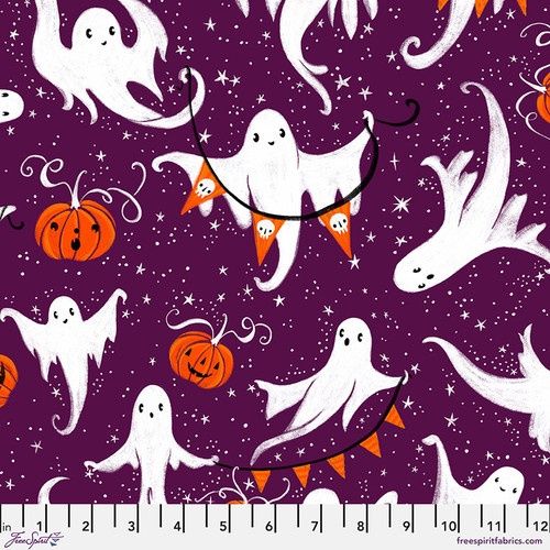 FreeSpirit Fabrics Ghostly Greetings PWCD110.XPURPLE Purple