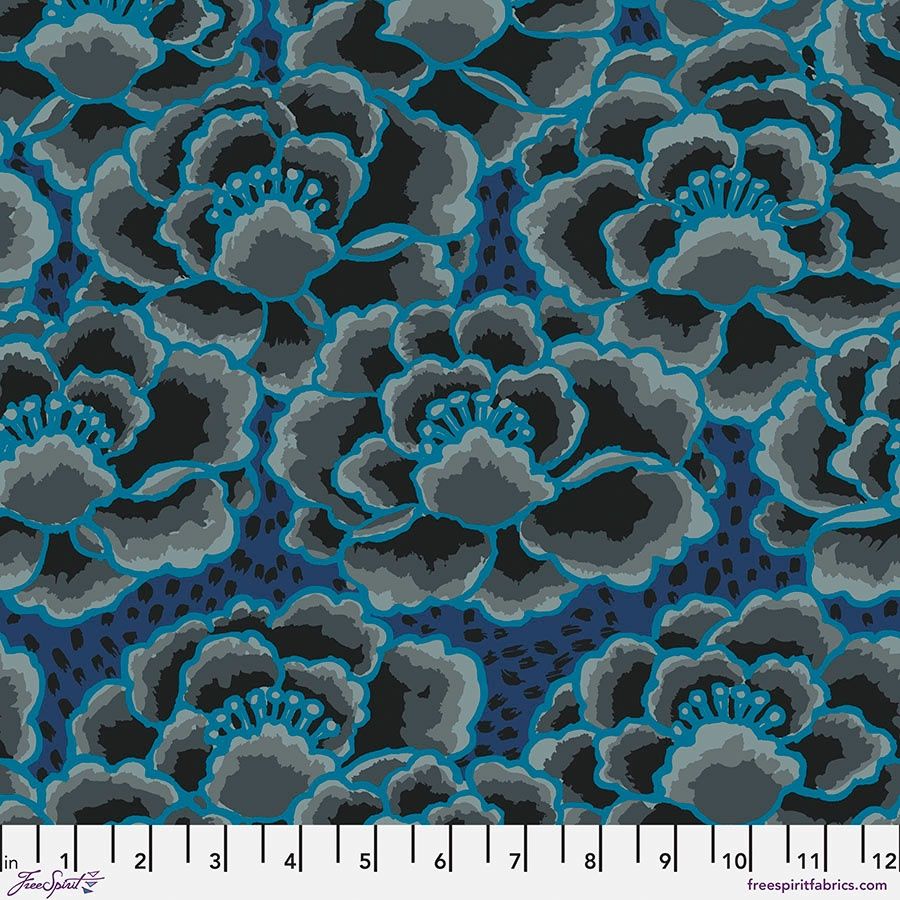 FreeSpirit Fabrics February 2023 by Kaffe Fassett Tonal Floral PWGP197.Charcoal