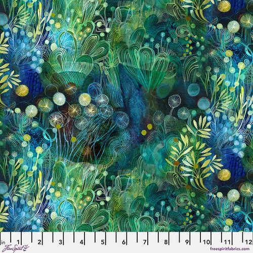 FreeSpirit Fabrics L&#39;Heure Bleue PWES031.Mossgreen