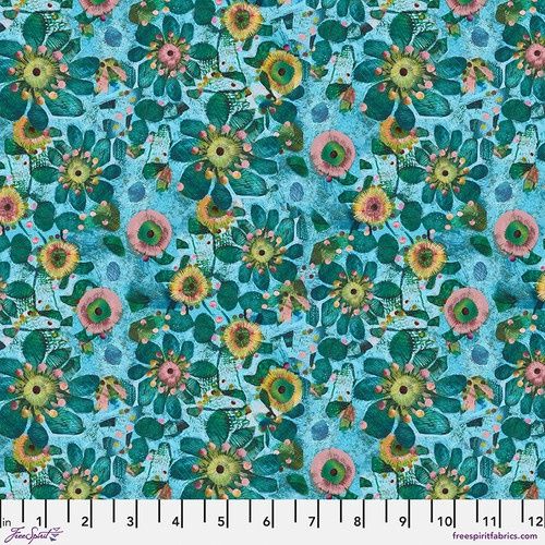 FreeSpirit Fabrics L&#39;Heure Bleue PWES030.Turquoise