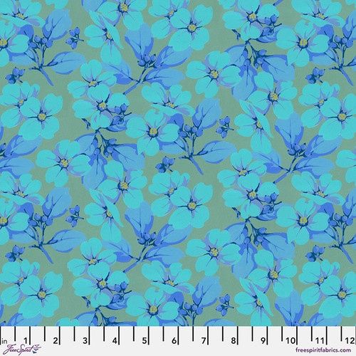FreeSpirit Fabrics Nation of Flowers PWMN051.Aqua