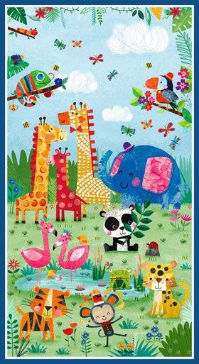 Blank Quilting Zoo Crew Panel B-3872P-66 Sage
