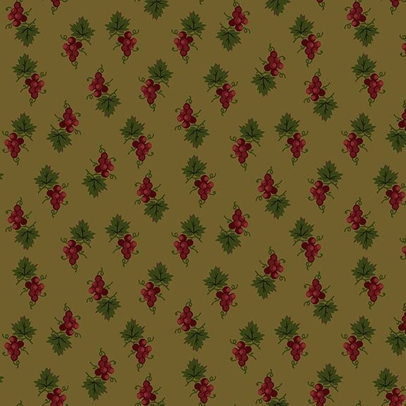 Henry Glass &amp; Co. Scraps of Kindness by Kim Diehl Grape Clusters Q 676 66 Olive