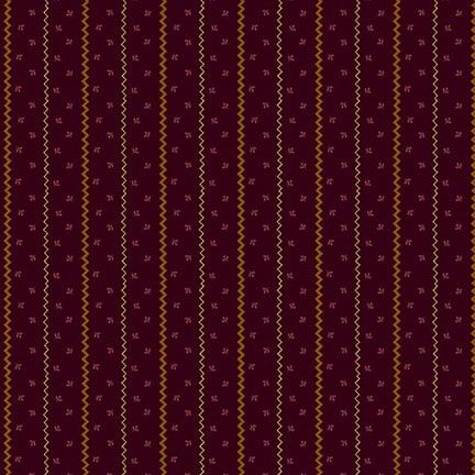 Henry Glass &amp; Co. Scraps of Kindness by Kim Diehl Sprigged Stripe Q 672 55 Eggplant