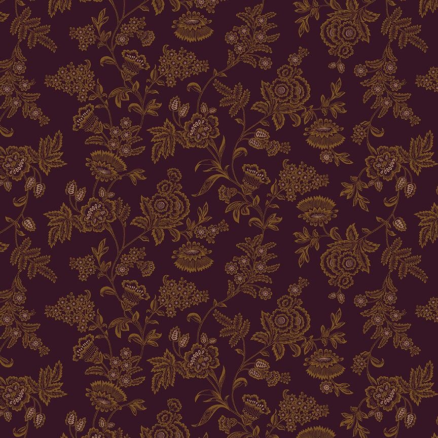 Henry Glass &amp; Co. Scraps of Kindness by Kim Diehl Vintage Wallpaper Q 675 55 Eggplant