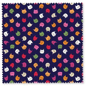Felicity Fabrics Cats and Flowers 610334 Navy