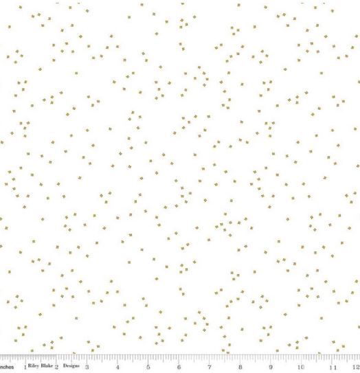 Riley Blake Designs Blossoms on White In Color SC730 Gold Sparkle