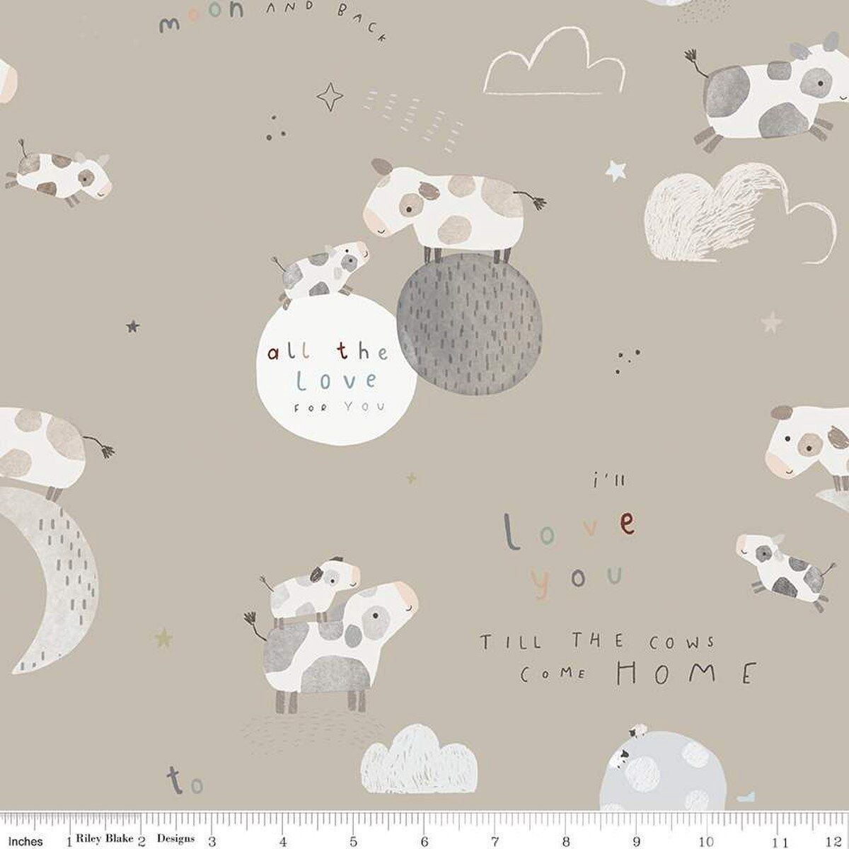 Riley Blake Designs Till the Cows Come Home Flannel F16110-Taupe