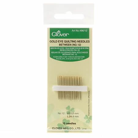 Clover Gold Eye Between Quilting Needles Size 12 15 count 496CV-12