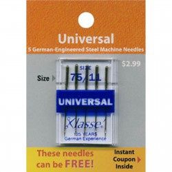 Klasse Universal Needles Size 75/11 6 Count package TACAA5100-075