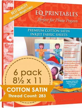 Premium Cotton Satin Inkjet Fabrics 6 ct P-CS811