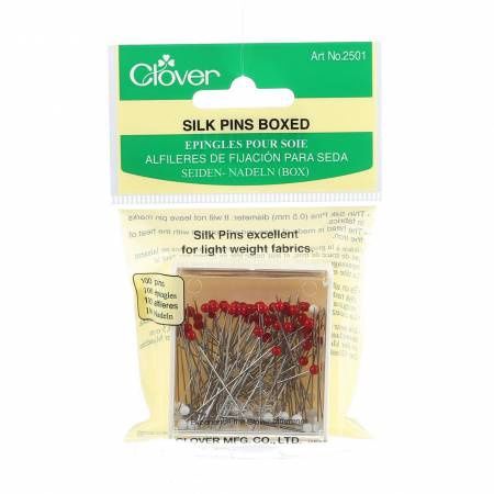 Clover Glasshead Silk Pins 100 Count 2501CV