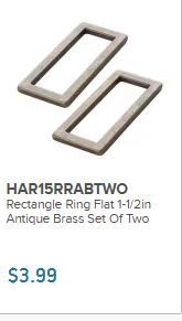 Rectangle Ring Flat 1.5&quot; Ant Brass - Set of 2 HAR15RRABTWO