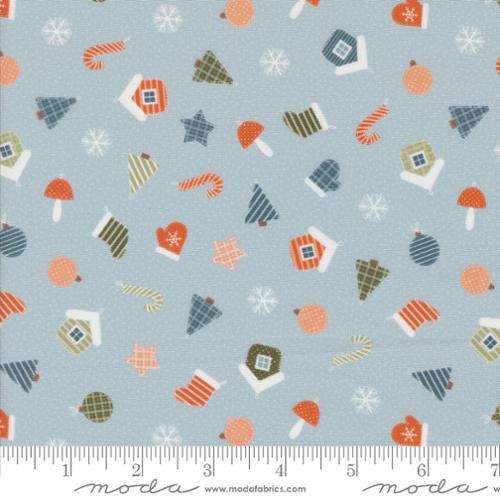 Moda Fabrics Purrfect Christmas 39046 13 Sky