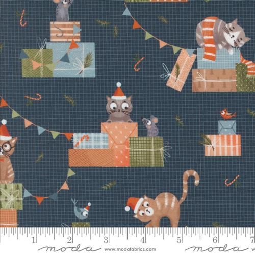 Moda Fabrics Purrfect Christmas 39040 16 Midnight