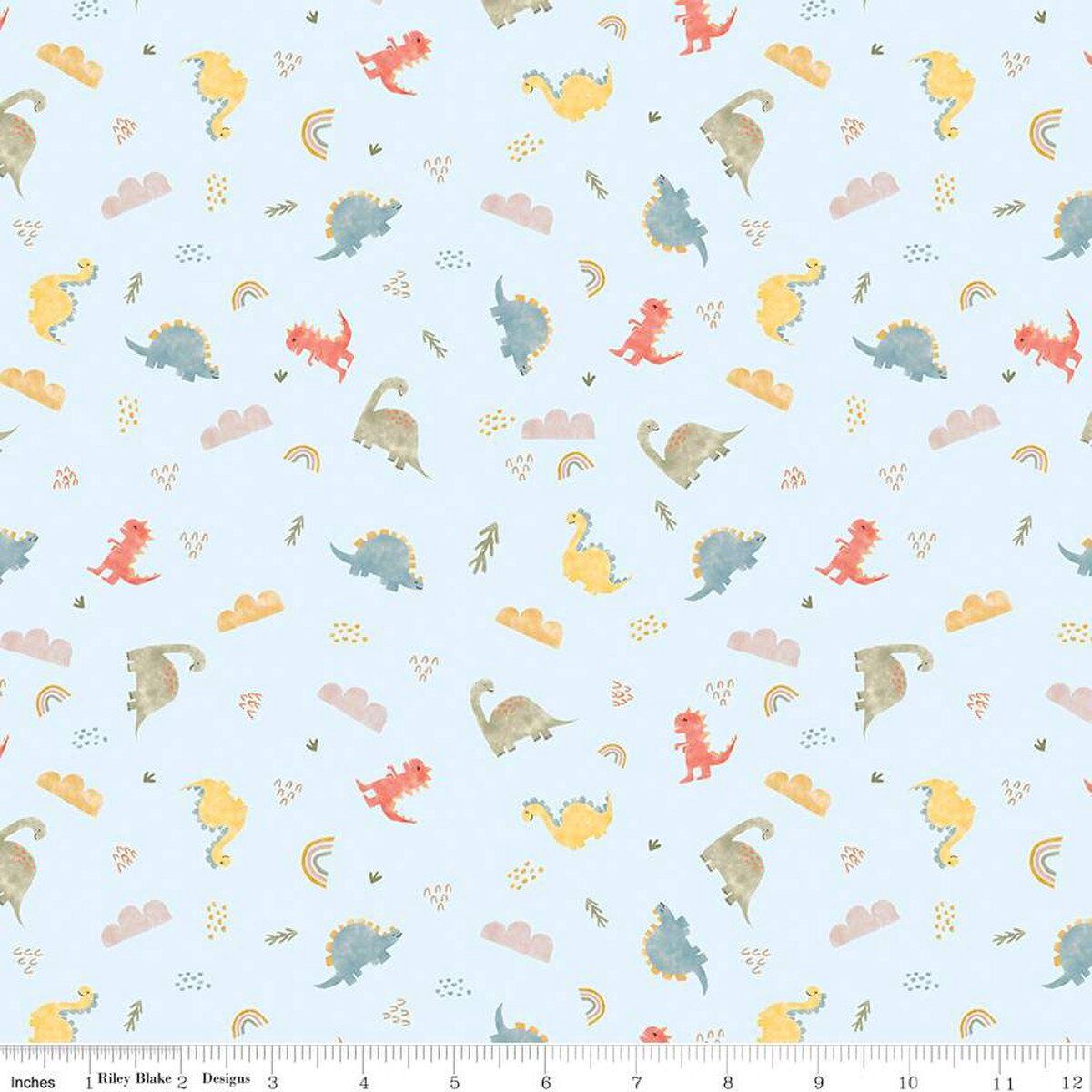 Riley Blake Designs Flannel Dinos F16026-Sky