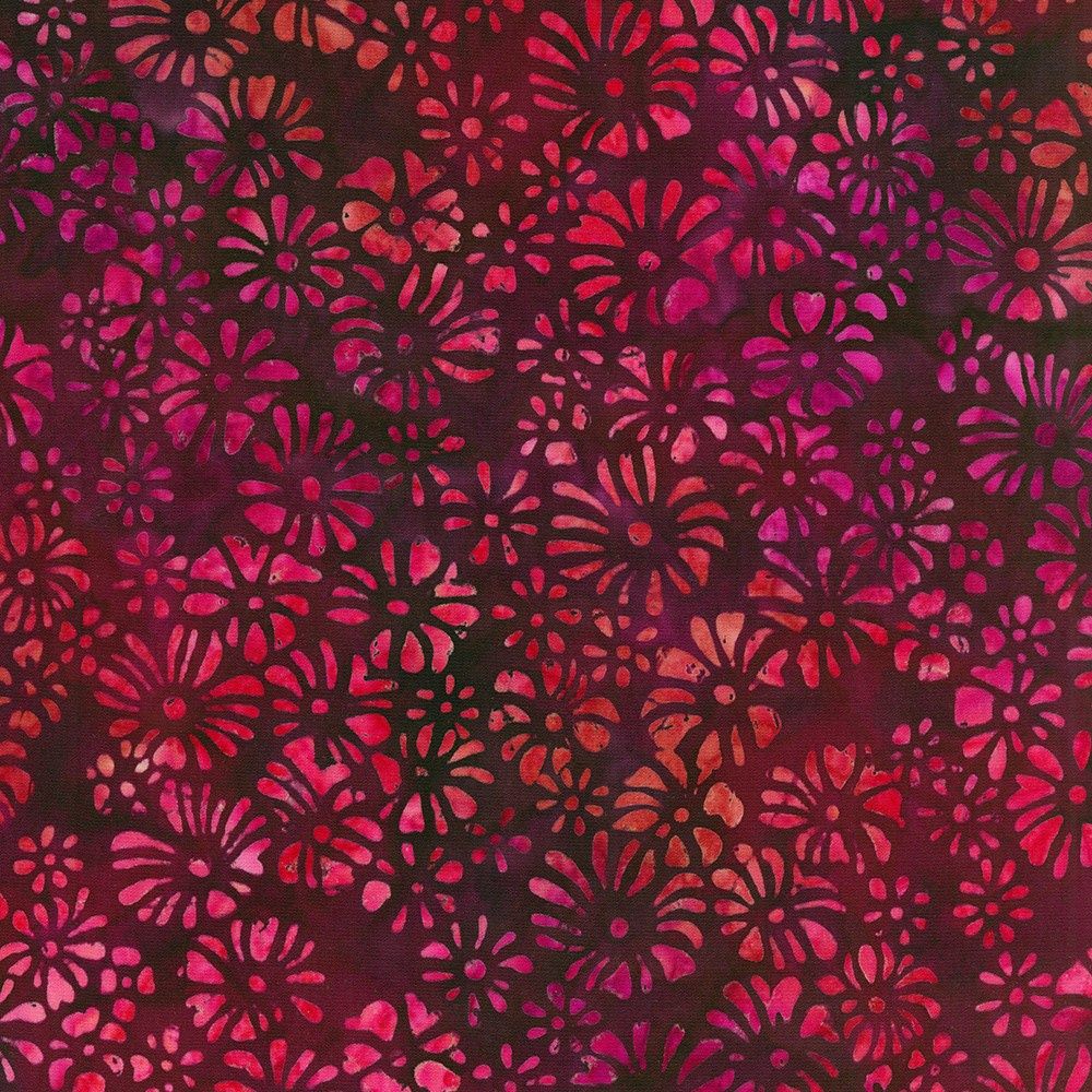 Robert Kaufman Fabrics Artisan Batiks: Sunrise Blossoms AMD 21630 95 Burgundy