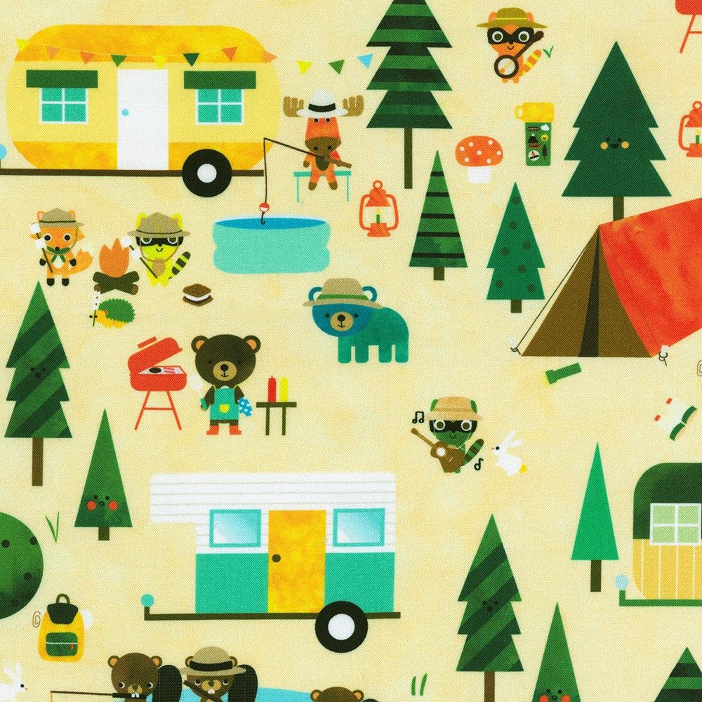 Robert Kaufman Fabrics Campground Critters AAKD-22779-14 Natural