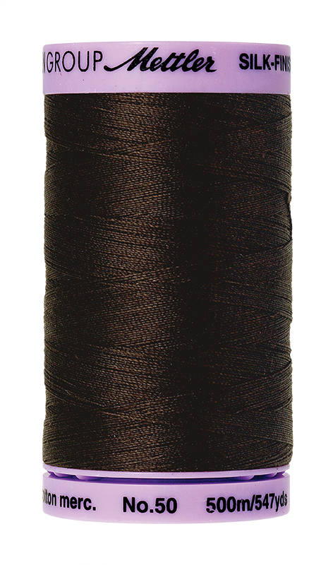 Mettler Silk Finish 50 wt Cotton Thread 547 Yds 9104-1002 Very Dark Brown