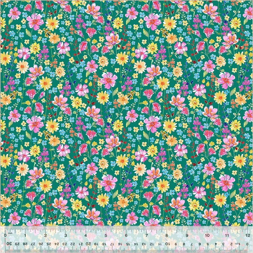 Windham Fabrics A Hummingbird&#39;s Charm 54182-3 Teal