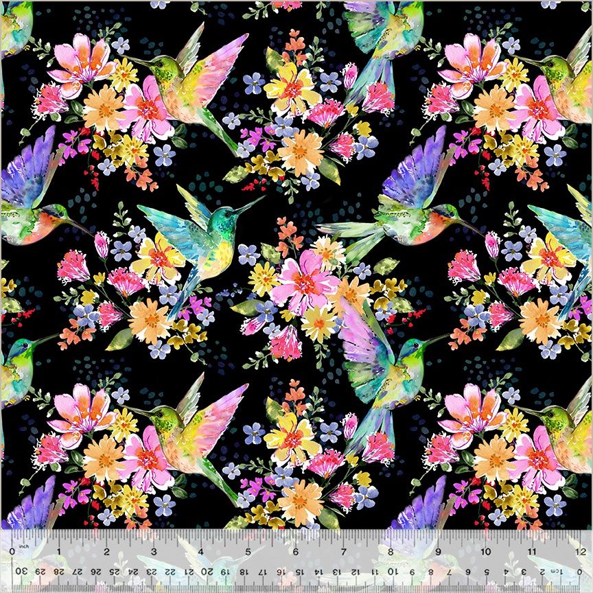 Windham Fabrics A Hummingbird&#39;s Charm  54181-2 Black