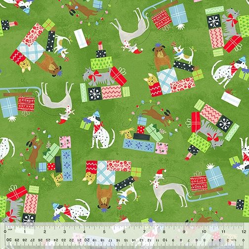 Windham Fabrics Happy Pawlidays Paws &amp; Present 53550 4 Sapling