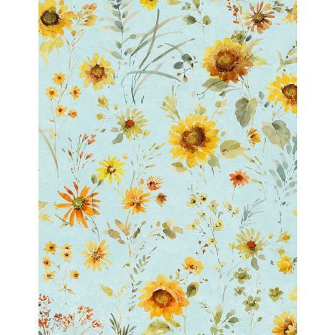 Wilmington Prints Sunflower Sweet Flowers 3041 17793 457 Light Teal