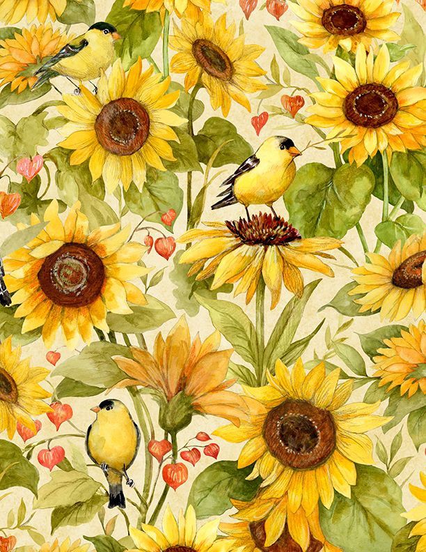 Wilmington Prints Sunflower Splendor 3023 83327 257 Cream