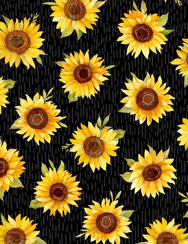 Wilmington Prints Sunflower Splendor 3023 83328 952 Black