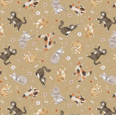 Windham Fabrics Petal and Purr 54587-2 Taupe