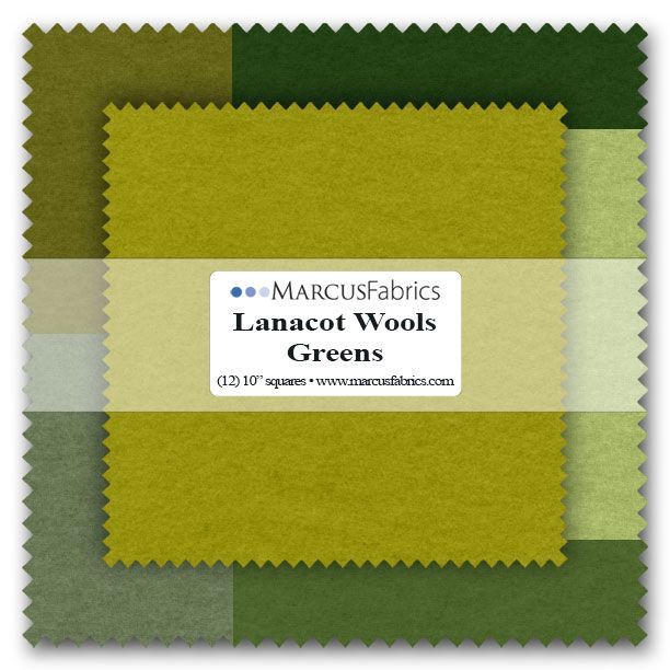 Marcus Fabrics Lanacot Wool SS100 10&quot; Square Pack Greens