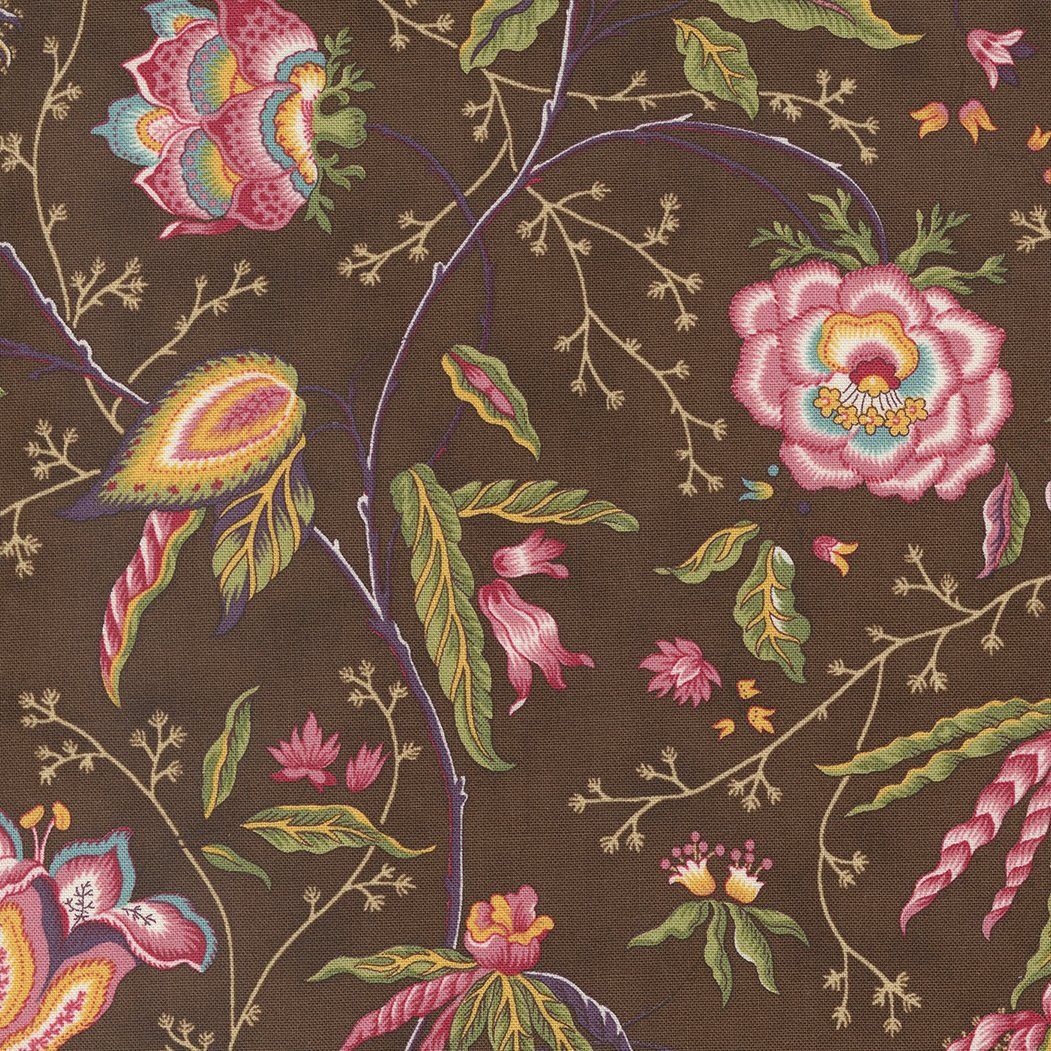 Moda Fabrics Florence&#39;s Fancy Fanciful Florals 31660 17 Chocolate
