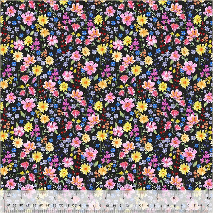 Windham Fabrics A Hummingbird&#39;s Charm 54182-2 Black