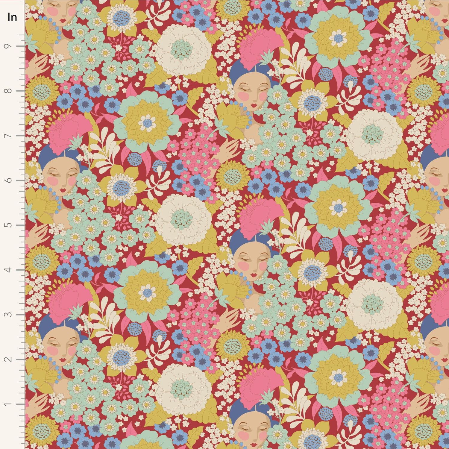 Tilda Fabrics Wallflower TIL100606 V15 Burgundy