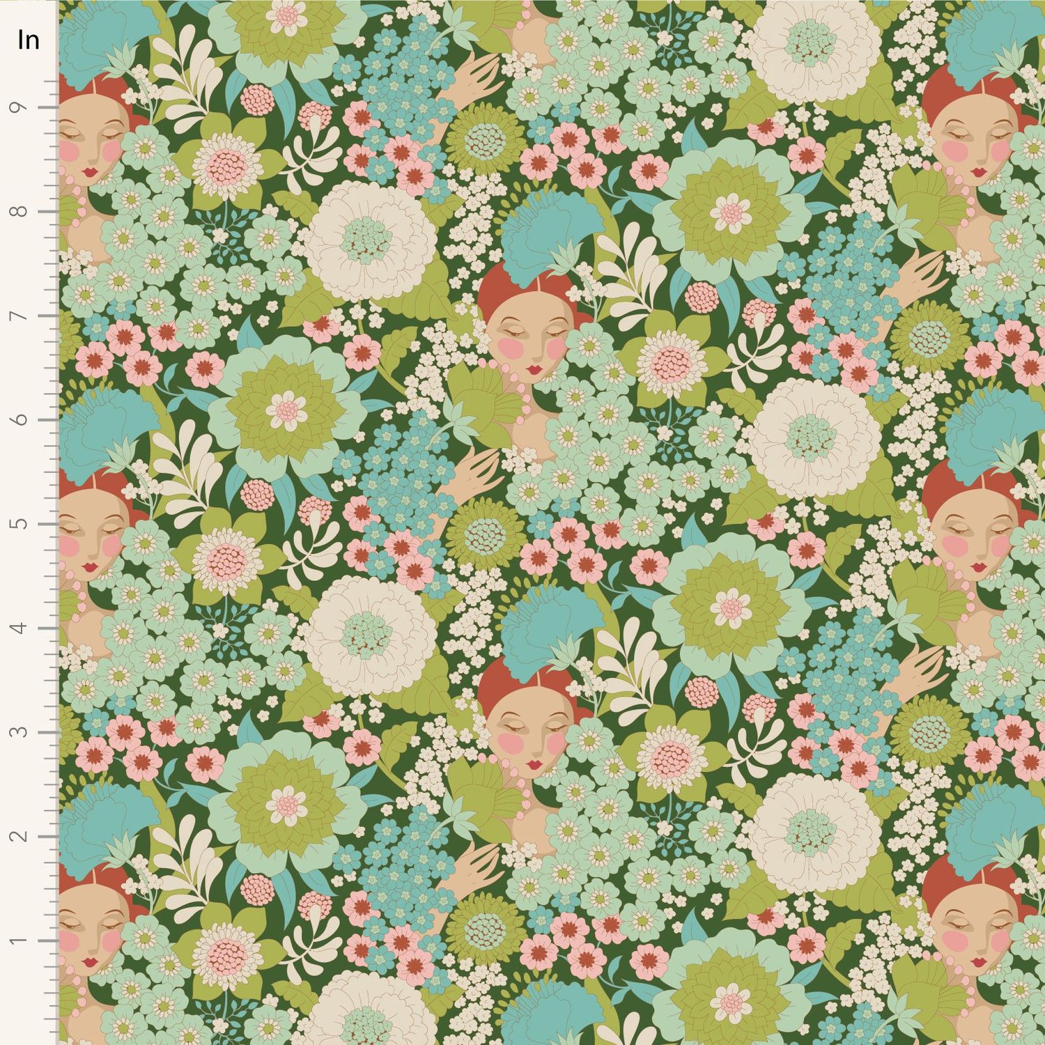 Tilda Fabrics Wallflower TIL100605 V15 Green
