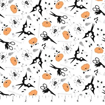 FIGO Fabrics Mr. Bones Sews 91079-10 White