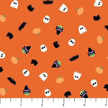 FIGO Fabrics Mr. Bones Sews 91076-56 Orange