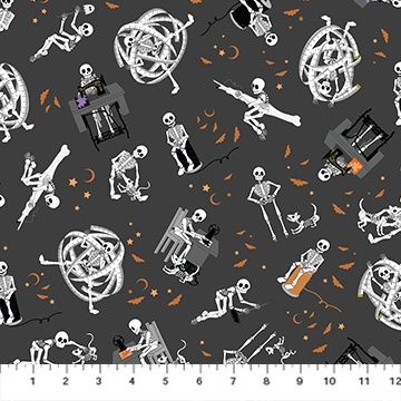FIGO Fabrics Mr. Bones Sews 91074-95 Gray