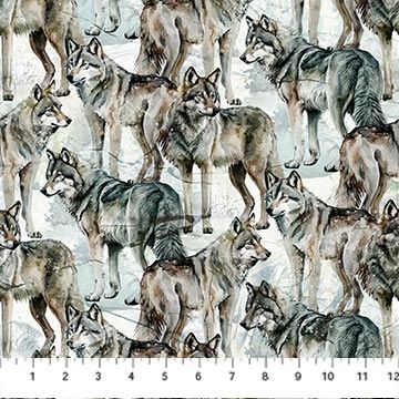Northcott Fabrics Lone Wolf DP27184-92 Blue/Gray