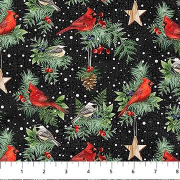 Northcott Fabrics Winter Song 27804-99 Black Multi