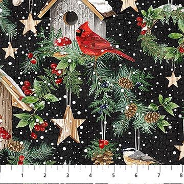 Northcott Fabrics Winter Song DP27802-99 Black Multi