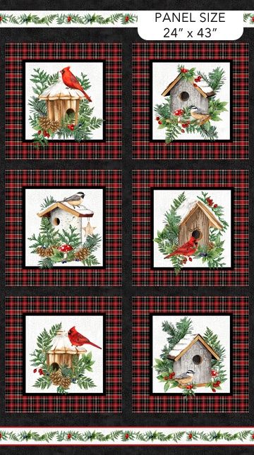 Northcott Fabrics Winter Song Panel DP27800-99 Black Multi
